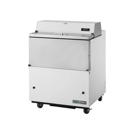 True TMC-34-HC 34" milk cooler, white exterior, doors closed