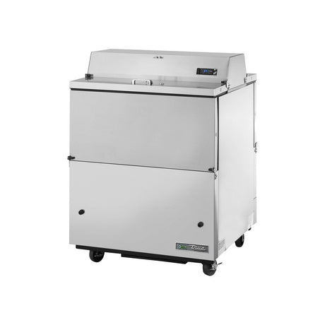 True TMC-34-S-DS-HC 34" dual sided milk cooler, stainless exterior, doors closed