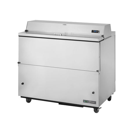 True TMC-49-S-HC 49" milk cooler, stainless exterior, doors closed