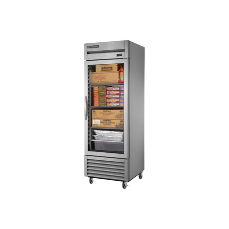 True TS-23FG-HC 27" 1 stainless steel glass door reach-in freezer, front view with door closed