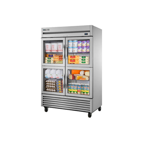 True TS-49G-4-HC~FGD01 54-1/8" 4 glass swing half door reach-in refrigerator, front view with doors closed
