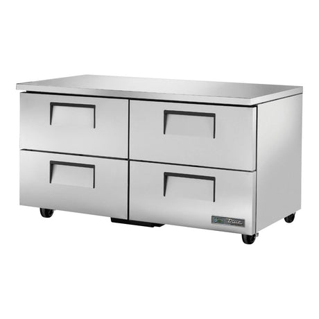 True TUC-60D-4-HC 60-3/8" 4-drawer undercounter refrigerator, front three-quarter view with drawers closed