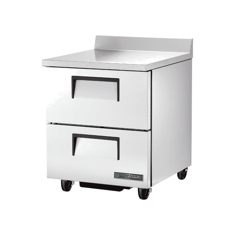True TWT-27D-2-HC 27-5/8" 2-drawer worktop refrigerator, front three-quarter view with drawers closed