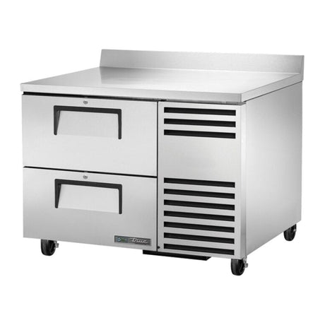 True TWT-44D-2-HC 44-1/2" 2-drawer deep worktop refrigerator, front three-quarter view with drawers closed