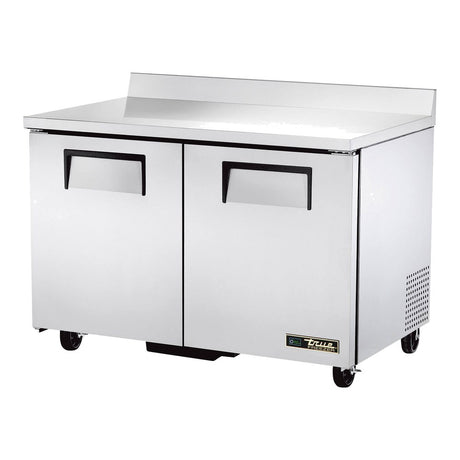 True TWT-48F-HC 48-3/8" 2-door worktop freezer, front three-quarter view with doors closed