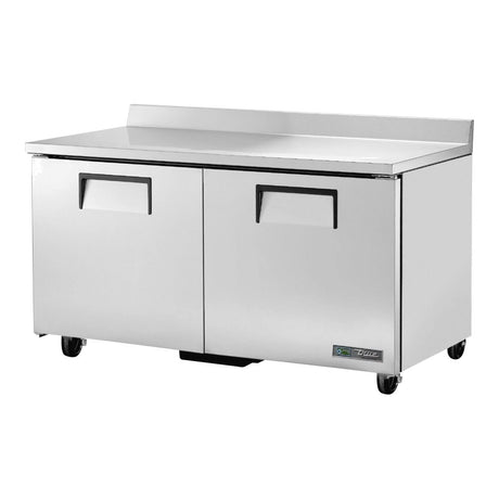 True TWT-60-HC 60-3/8" 2-door worktop refrigerator, front three-quarter view with doors closed