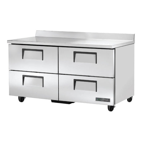True TWT-60D-4-HC 60-3/8" 4-drawer worktop refrigerator, front three-quarter view with drawers closed