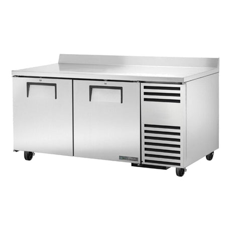 True TWT-67-HC 67-1/4" 2-door deep worktop refrigerator, front three-quarter view with doors closed