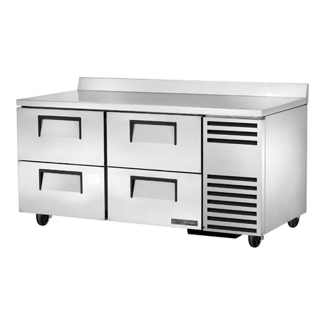True TWT-67D-4-HC 67-1/4" 4-drawer deep worktop refrigerator, front three-quarter view with drawers closed