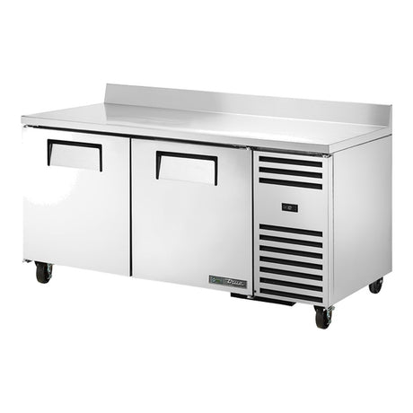 True TWT-67F-HC 67-1/4" 2-door deep worktop freezer, front three-quarter view with doors closed