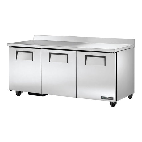 True TWT-72-HC 72-3/8" 3-door worktop refrigerator, front three-quarter view with doors closed