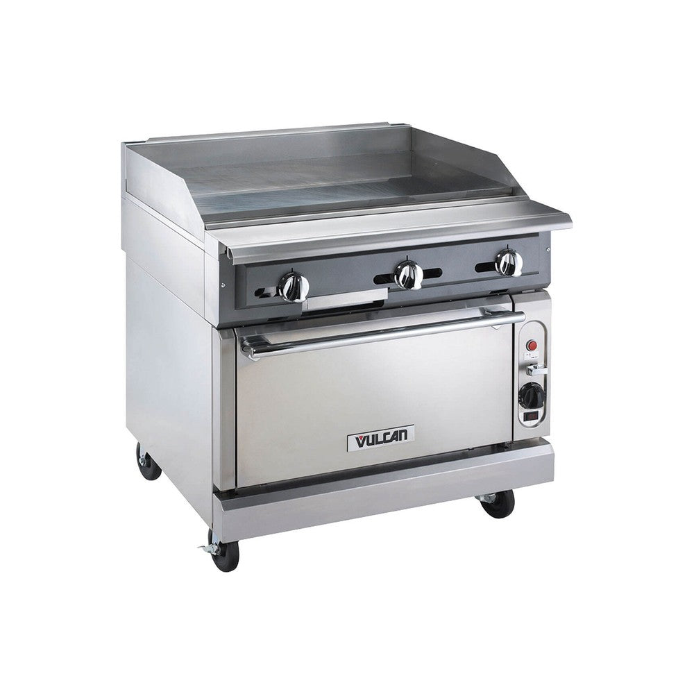 Vulcan VGMT36C-1 36" heavy duty gas range with 36" thermostatic griddle, view 2
